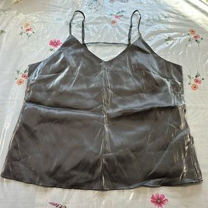 NWOT Banana Republic Silver Metallic Gunmetal Camisole Size XL